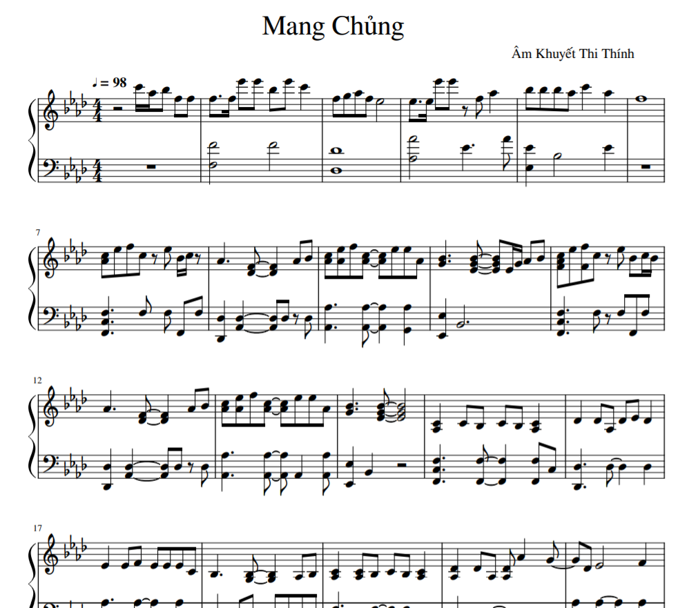 Mang Chủng sheet piano solo